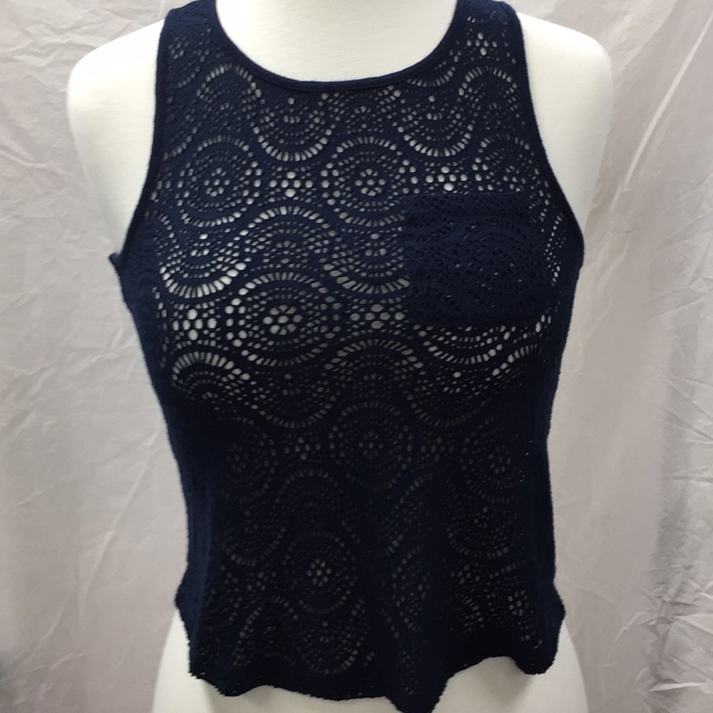 Forever 21 Navy Blue Mesh Tank Top